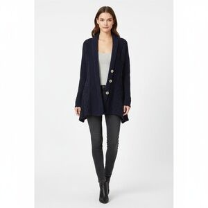 Free People Far Away Cable Knit Cardigan Womens Size M Blue Shawl Collar